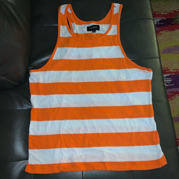 PacSun | Shirts | New Pacsun White Orange Tank Top Summer Striped | Poshmark